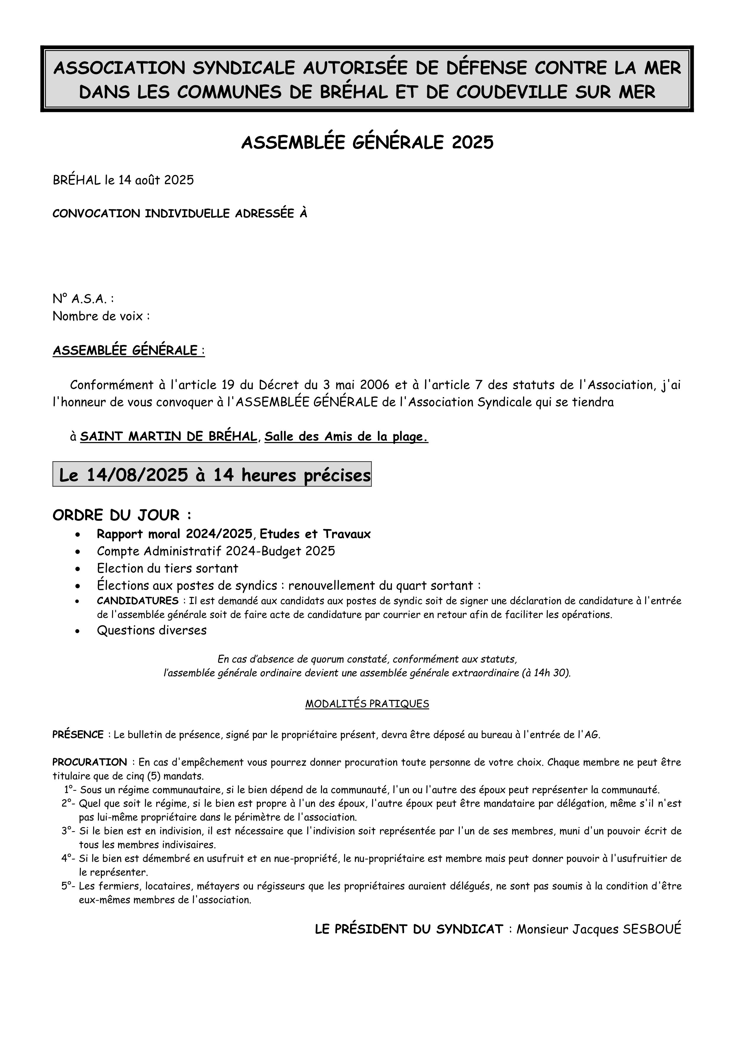 Convocations AG 2025